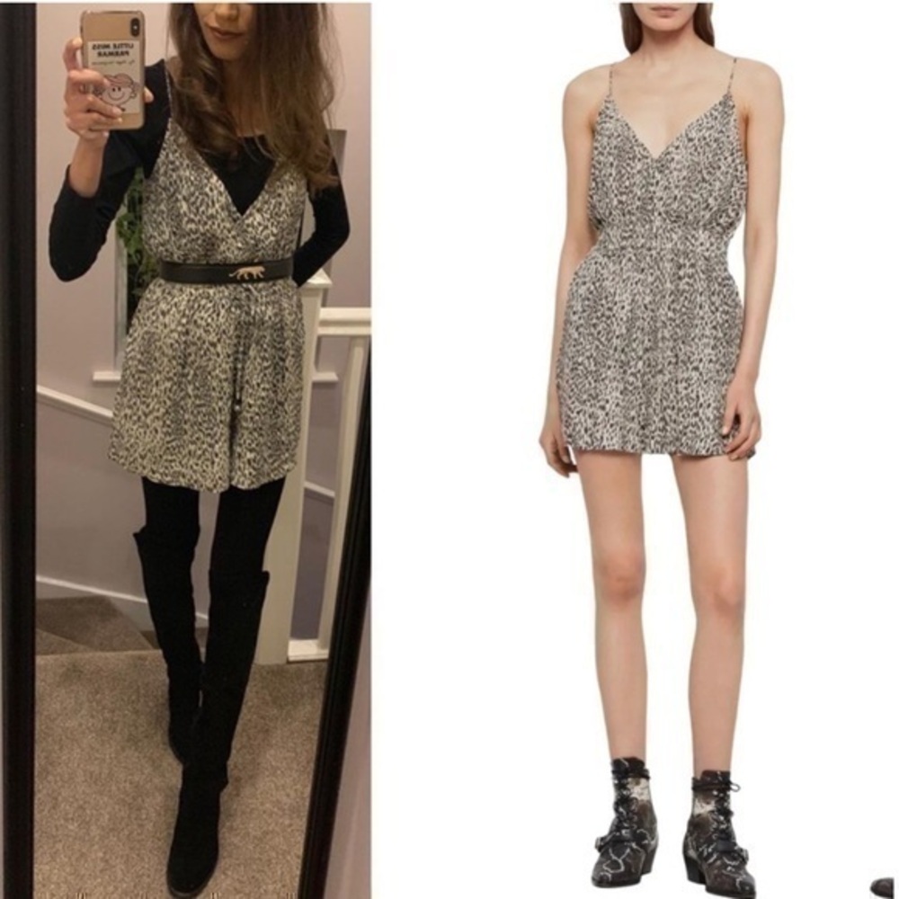 ALLSAINTS Maya Leopard Animal Print Romper Small NWT Minimalist street wear